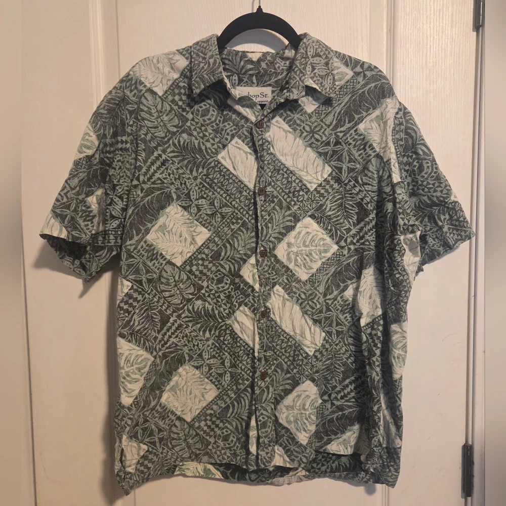 Bishop St. Apparel Green Hawaiian Shirt Men's Size XL Short Sleeve - Picture 1 of 5